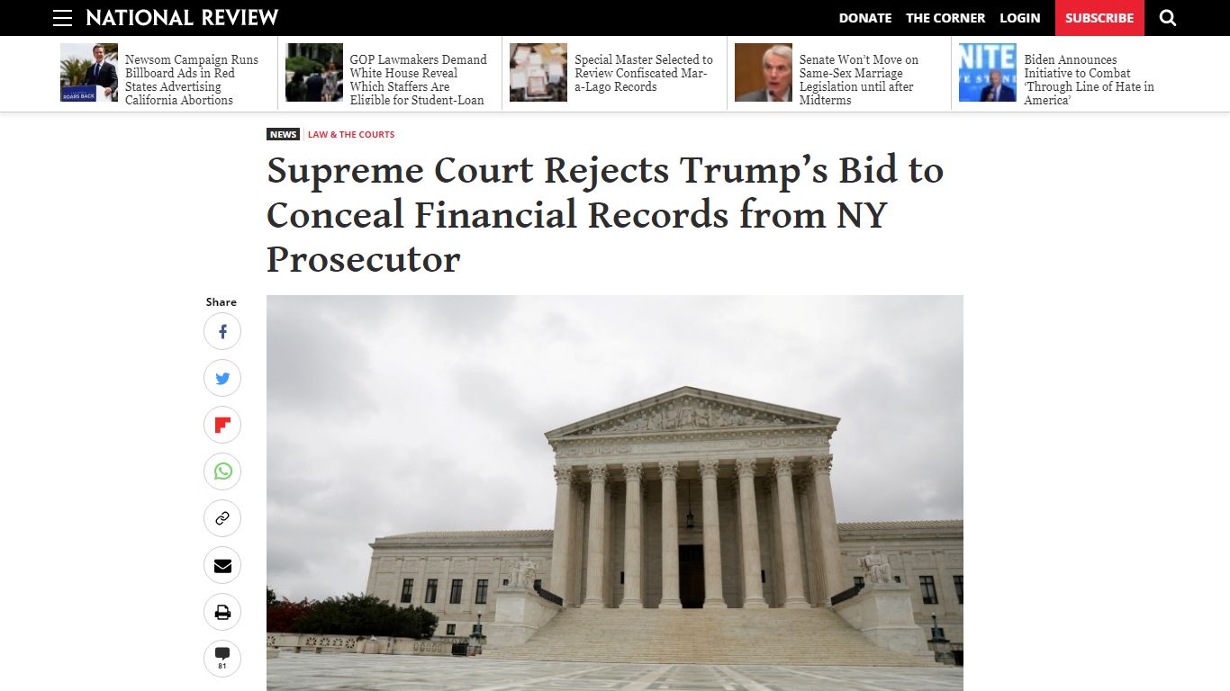 Supreme Court Rejects Trump’s Bid to Conceal Financial Records from NY ...