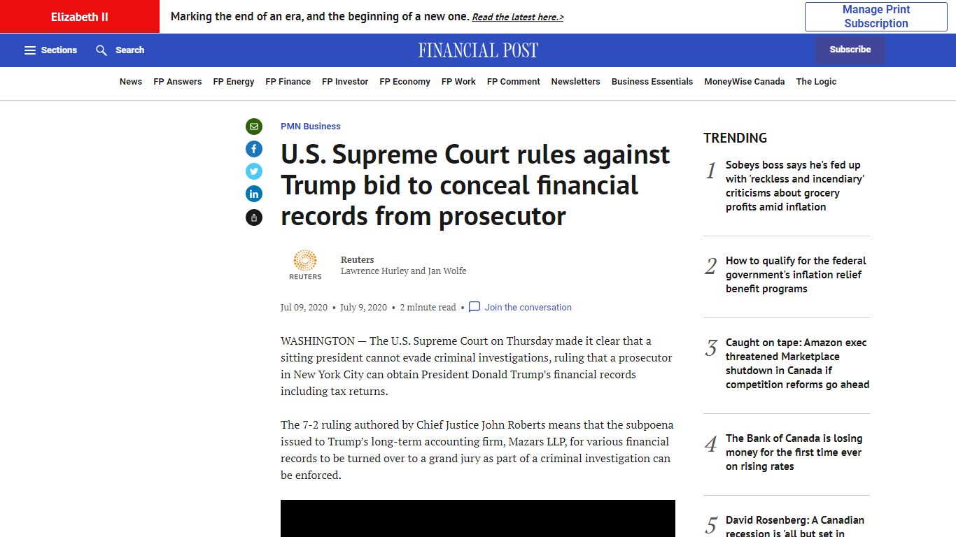 U.S. Supreme Court rules against Trump bid to conceal financial records ...